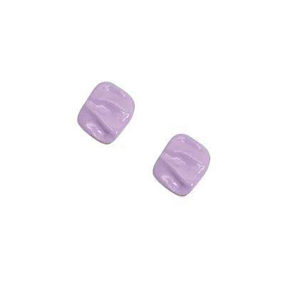 Sohi Textured Enamel Stud Earrings In Purple