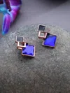 Sohi Trendy Blue Diamond Shaped Studs In Blue