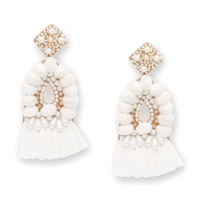 Sohi White Color Boho White Beaded Earring For Women's