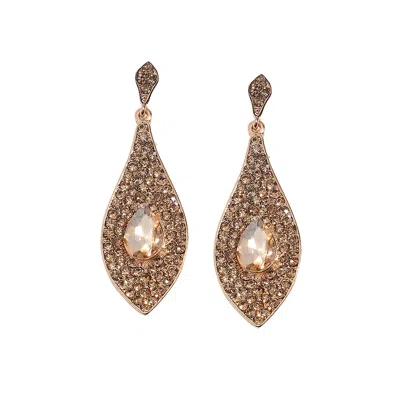 Sohi Women's Amber Brown Maxi Marquise Drop Earrings