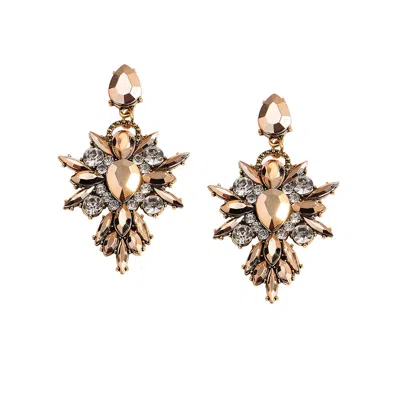 Sohi Women's Antique Gold Crystal Drop Earrings