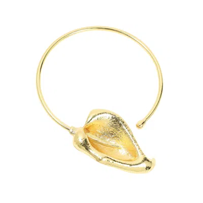 Sohi Women's Antique Gold The Water Lily Torque Necklace