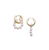 Sohi Women's Asymmetrical Pearl Hoop Earrings In Gold