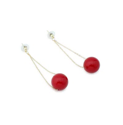 Sohi Women's Ball Drop Earrings In Red