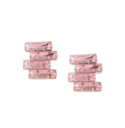 Sohi Women's Bar Stud Earrings In Pink