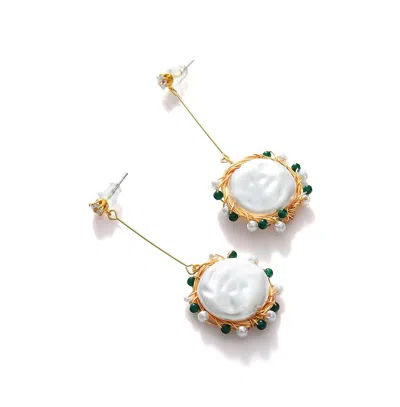 Sohi Women's Bead-cluster Drop Earrings In White