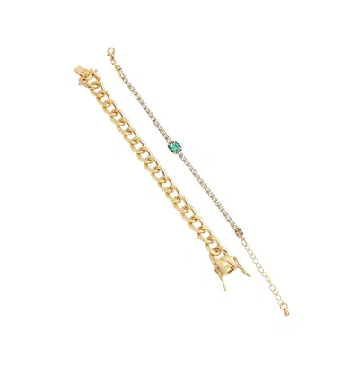 Sohi Women's Beige Bling Chainlink Multi-layered Bracelet In Gold