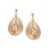 Sohi Women's Beige Teardrop Drop Earrings