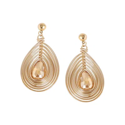Sohi Women's Beige Teardrop Drop Earrings