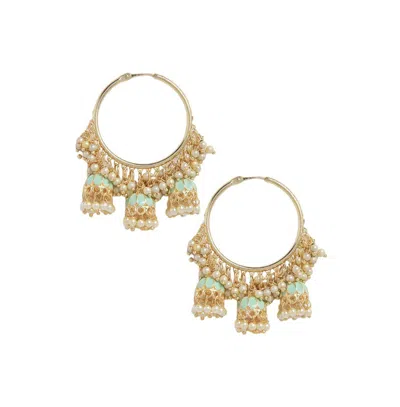 Sohi Women's Bell Hoop Earrings In Green