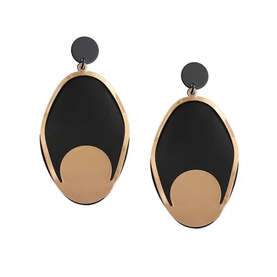 Sohi Women's Black Block Drop Earrings