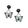Sohi Women's Black Butterfly Drop Earrings
