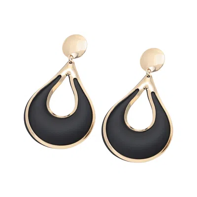 Sohi Women's Black Contrast Drop Earrings