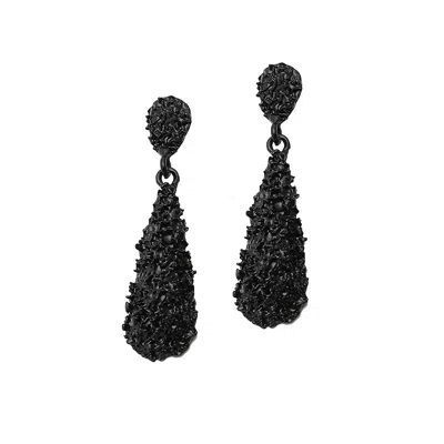 Sohi Women's Black Corroded Drop Earrings