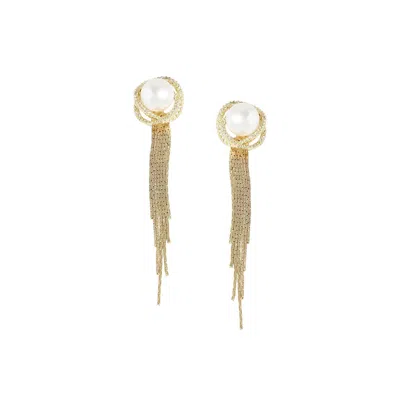 Sohi Women's Black Dangling Drop Earrings In Gold