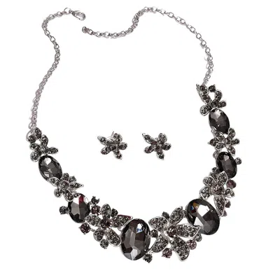 Sohi Women's Black Flora Jewellery Set