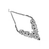 Sohi Women's Black Foliage Crystal Statement Necklace In Silver