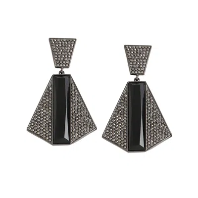 Sohi Women's Black Geometric Drop Earrings