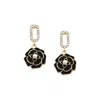 Sohi Women's Black Rose Drop Earrings