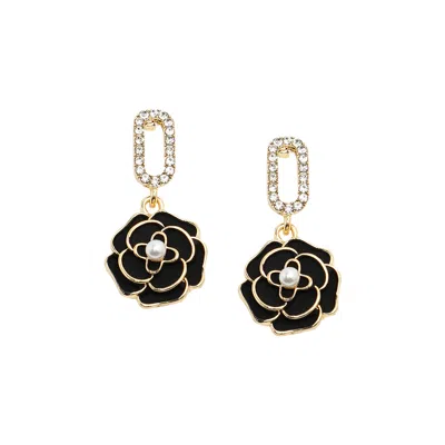 Sohi Women's Black Rose Drop Earrings