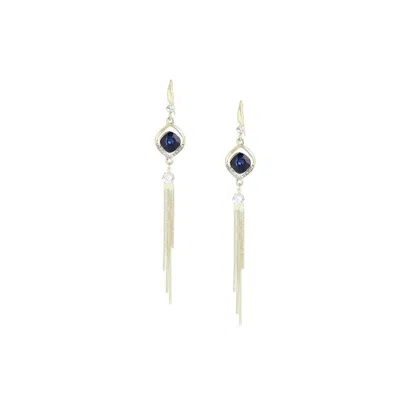 Sohi Women's Black Sleek Drop Earrings