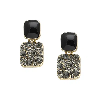 Sohi Women's Black Stone Drop Earrings