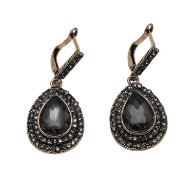 Sohi Women's Black Stone Drop Earrings