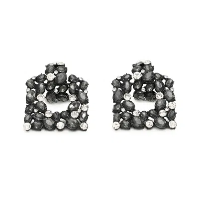 Sohi Women's Black Stone Drop Earrings