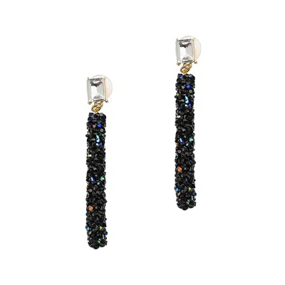 Sohi Women's Black Straight Drop Earrings