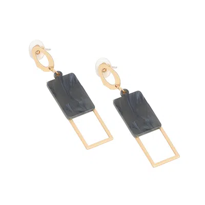 Sohi Women's Black Structured Drop Earrings