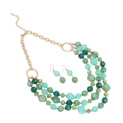 Sohi Women's Black Under-the-sea Multi-layered Necklace In Green