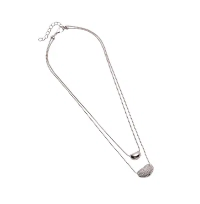 Sohi Women's Bling Bean Multi-strand Necklace In Silver