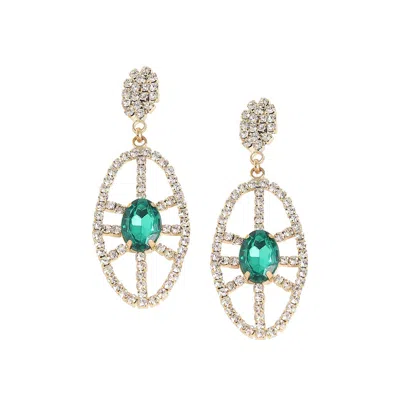 Sohi Women's Bling Drop Earrings In Green
