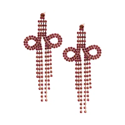 Sohi Women's Bling Drop Earrings In Red