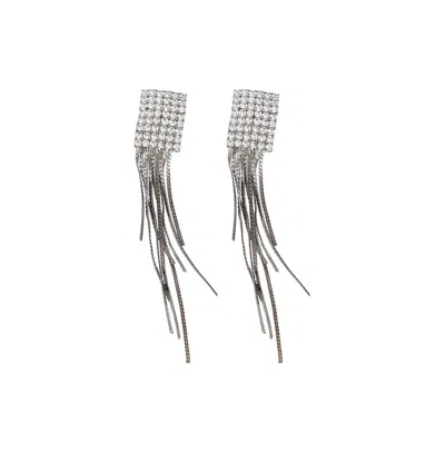 Sohi Women's Bling Drop Earrings In Silver