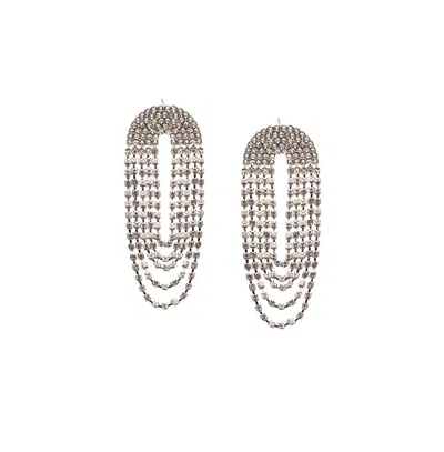 Sohi Women's Bling Drop Earrings In Silver
