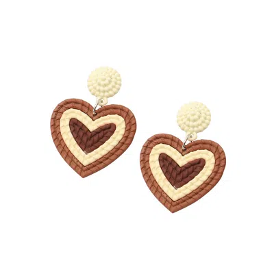 Sohi Women's Block Heart Drop Earrings In Gold