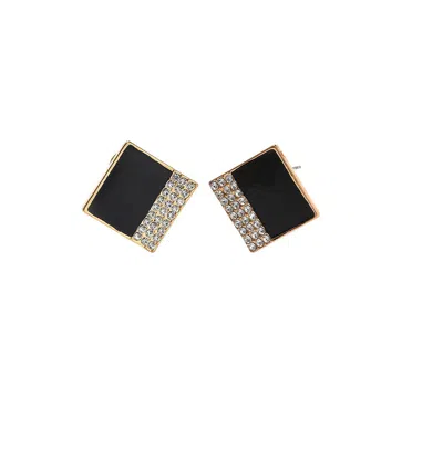 Sohi Women's Block Stud Earrings In Black
