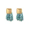 Sohi Women's Blue Beaded Cluster Drop Earrings In Blue