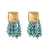 Sohi Women's Blue Beaded Cluster Drop Earrings In Brown