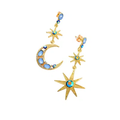 Sohi Women's Blue Celestrial Drop Earrings