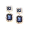 Sohi Women's Blue Crystal Drop Earrings In Brown