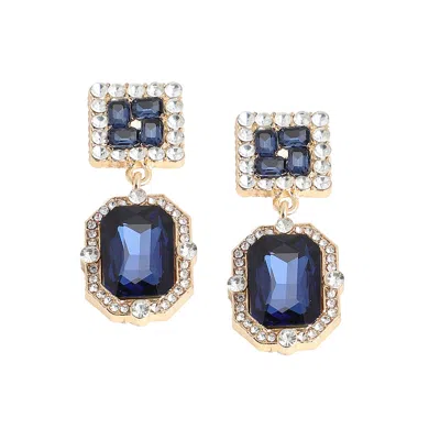 Sohi Women's Blue Crystal Drop Earrings In Brown