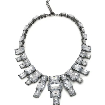 Sohi Women's Blue Crystal Statement Necklace In Silver