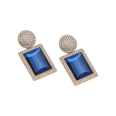 Sohi Women's Blue Geometric Drop Earrings
