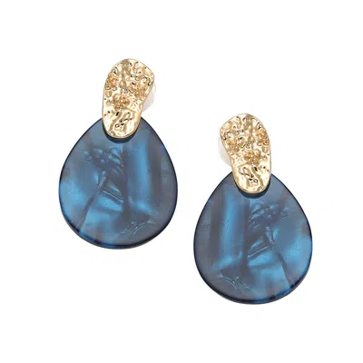 Sohi Women's Blue Marble Drop Earrings