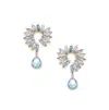 Sohi Women's Blue Pastel Embellished Drop Earrings In Brown