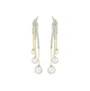 Sohi Women's Blue Snowball Drop Earrings In White