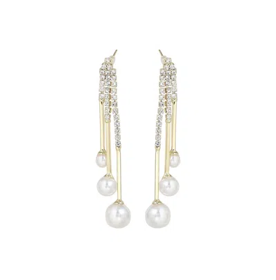 Sohi Women's Blue Snowball Drop Earrings In White