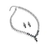 Sohi Women's Blue Stone Leaf Necklace And Earrings (set Of 2) In Blue